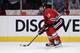 Patrick Sharp has the puck in the offensive zone in Game 1 of the Western Conference semifinals against Detroit.