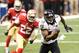 NEW ORLEANS, LA - FEBRUARY 03: Jacoby Jones #12 of the Baltimore Ravens runs the ball into the endzone for a 56-yard touchdown reception in the second quarter against Carlos Rogers #22 of the San Francisco 49ers during Super Bowl XLVII at the Mercedes-Benz Superdome on February 3, 2013 in New Orleans, Louisiana. The Ravens won 34-31. (Photo by Ronald Martinez/Getty Images)