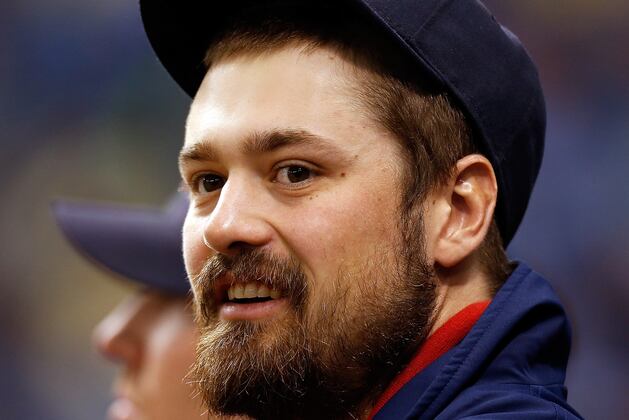 Boston Red Sox's Andrew Miller OK After Being Hit in the Head by a Foul Ball