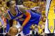 INDIANAPOLIS, IN - MAY 18: J.R. Smith #8 of the New York Knicks looks to pass the ball during the game against the Indiana Pacers during Game Six of the Eastern Conference Semifinals of the 2013 NBA Playoffs at Bankers Life Fieldhouse on May 18, 2013 in Indianapolis, Indiana. NOTE TO USER: User expressly acknowledges and agrees that, by downloading and or using this photograph, User is consenting to the terms and conditions of the Getty Images License Agreement. (Photo by Andy Lyons/Getty Images)