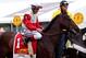 BALTIMORE, MD - MAY 18: Orb #1, ridden by Joel Rosario, trots during the parade lap prior to the 138th running of the Preakness Stakes at Pimlico Race Course on May 18, 2013 in Baltimore, Maryland. (Photo by Justin Heiman/Getty Images)