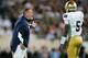 EAST LANSING, MI - SEPTEMBER 15: Head coach Brian Kelly of the Notre Dame Fighting Irish talks to quarterback Everett Golson #5 while playing the Michigan State Spartans at Spartan Stadium Stadium on September 15, 2012 in East Lansing, Michigan. Notre Dame won the game 20-3. (Photo by Gregory Shamus/Getty Images)