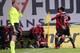SIENA, ITALY - MAY 19: Milan players celebrate a goal scored by Philippe Mexes during the Serie A match between AC Siena and AC Milan at Stadio Artemio Franchi on May 19, 2013 in Siena, Italy. (Photo by Gabriele Maltinti/Getty Images)