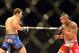May 18, 2013; Jaragua do Sul, BRAZIL; Luke Rockhold (blue shorts) fights against Vitor Belfort (red shorts) during UFC on FX 8 at ARena Jaragua. Mandatory Credit: Jason da Silva-USA TODAY Sports