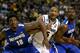 AUBURN HILLS, MI - MARCH 23: Adreian Payne (C) #5 of the Michigan State Spartans fights for rebound position against Adonis Thomas #4 (R) and Tarik Black #10 of the Memphis Tigers during the third round of the 2013 NCAA Men's Basketball Tournament at The Palace of Auburn Hills on March 23, 2013 in Auburn Hills, Michigan. (Photo by Jonathan Daniel/Getty Images)