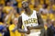INDIANAPOLIS, IN - MAY 18: Lance Stephenson #1 of the Indiana Pacers celebrates in the game against the New York Knicks during Game Six of the Eastern Conference Semifinals of the 2013 NBA Playoffs at Bankers Life Fieldhouse on May 18, 2013 in Indianapolis, Indiana.The Pacers won 106-99. NOTE TO USER: User expressly acknowledges and agrees that, by downloading and or using this photograph, User is consenting to the terms and conditions of the Getty Images License Agreement. (Photo by Andy Lyons/Getty Images)