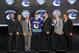PITTSBURGH, PA - JUNE 22: Brendan Gaunce (C), 26th overall pick by the Vancouver Canucks, poses on stage with team representatives during Round One of the 2012 NHL Entry Draft at Consol Energy Center on June 22, 2012 in Pittsburgh, Pennsylvania. (Photo by Bruce Bennett/Getty Images)