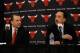 DEERFIELD, IL - JUNE 23: General Manager Gar Forman of the Chicago Bulls (L) announces that Tom Thibodeau, formally an assistant coach with the Boston Celtics, will become the new head coach of the Bulls during a press conference at the Berto Center practice facility on June 23, 2010 in Deerfield, Illinois. NOTE TO USER: User expressly acknowledges and agrees that, by downloading and/or using this Photograph, User is consenting to the terms and conditions of the Getty Images License Agreement. (Photo by Jonathan Daniel/Getty Images)