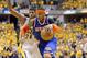 INDIANAPOLIS, IN - MAY 18: Carmelo Anthony #7 of the New York Knicks dribbles the ball against the Indiana Pacers during Game Six of the Eastern Conference Semifinals of the 2013 NBA Playoffs at Bankers Life Fieldhouse on May 18, 2013 in Indianapolis, Indiana. NOTE TO USER: User expressly acknowledges and agrees that, by downloading and or using this photograph, User is consenting to the terms and conditions of the Getty Images License Agreement. (Photo by Andy Lyons/Getty Images)