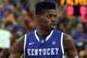 February 12, 2013; Gainesville, FL, USA; Kentucky Wildcats forward Nerlens Noel (3) against the Florida Gators during the first half at the Stephen C. O'Connell Center. Mandatory USA TODAY Sports