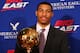 Mar 12, 2013; New York, NY, USA; Georgetown forward Otto Porter Jr. is given the Big East Player of the Year award during the Big East tournament at Madison Square Garden. Mandatory Credit: Debby Wong-USA TODAY Sports