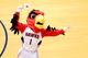 May 3, 2013; Atlanta, GA, USA; Atlanta Hawks mascot Harry the Hawks against the Indiana Pacers during the second half in game six of the first round of the 2013 NBA Playoffs at Philips Arena. The Pacers defeated the Hawks 81-73 to win the series four games to two. Mandatory Credit: Dale Zanine-USA TODAY Sports