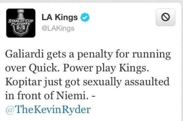 LA Kings Apologize for Kevin Ryder's Sexual Assault Joke on Twitter