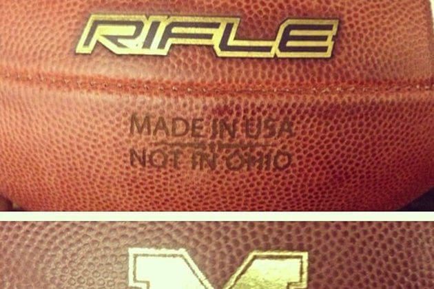 Michigan Wolverines Brand New Footballs with 'Made in USA, Not in Ohio'