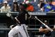 June 24, 2011; Omaha, NE, USA; Vanderbilt Commodores batter Tony Kemp (6) get a base hit against the Florida Gators during the 2011 College World Series at TD Ameritrade Park. Mandatory Credit: Bruce Thorson-USA TODAY Sports