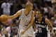 May 21, 2013; San Antonio, TX, USA; San Antonio Spurs guard Tony Parker (9) is defended by Memphis Grizzlies guard Mike Conley (11) in game two of the Western Conference finals of the 2013 NBA Playoffs at AT&T Center. The Spurs won 93-89. Mandatory Credit: Soobum Im-USA TODAY Sports