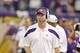 Sep 18, 2011; Minneapolis, MN, USA; Minnesota Vikings offensive coordinator Bill Musgrave watches his team play the Tampa Bay Buccaneers at the Metrodome. The Buccaneers win 24-20. Mandatory Credit: Bruce Kluckhohn-USA TODAY Sports