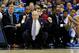 KANSAS CITY, MO - MARCH 24: Head coach Roy Williams of the North Carolina Tar Heels reacts against the Kansas Jayhawks during the third round of the 2013 NCAA Men's Basketball Tournament at Sprint Center on March 24, 2013 in Kansas City, Missouri. (Photo by Jamie Squire/Getty Images)