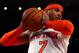NEW YORK, NY - MAY 16: Carmelo Anthony #7 of the New York Knicks rebounds the ball against the Indiana Pacers during Game Five of the Eastern Conference Semifinals of the 2013 NBA Playoffs at Madison Square Garden on May 16, 2013 in New York City. NOTE TO USER: User expressly acknowledges and agrees that, by downloading and or using this photograph, User is consenting to the terms and conditions of the Getty Images License Agreement. (Photo by Elsa/Getty Images)