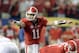 Dec 1, 2012; Atlanta, GA, USA; Georgia Bulldogs quarterback Aaron Murray (11) call signals at the line of scrimmage against the Alabama Crimson Tide during the third quarter in the 2012 SEC Championship game at the Georgia Dome. Mandatory Credit: John David Mercer-USA TODAY Sports