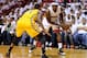 MIAMI, FL - MAY 22: LeBron James #6 of the Miami Heat handles the ball against Paul George #24 of the Indiana Pacers in the first quarter during Game One of the Eastern Conference Finals at AmericanAirlines Arena on May 22, 2013 in Miami, Florida. NOTE TO USER: User expressly acknowledges and agrees that, by downloading and or using this photograph, user is consenting to the terms and conditions of the Getty Images License Agreement. (Photo by Mike Ehrmann/Getty Images)