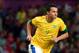 MANCHESTER, ENGLAND - AUGUST 07: Leandro Damiao of Brazil reels away after scoring during the Men's Football Semi Final match between Korea and Brazil, on Day 11 of the London 2012 Olympic Games at Old Trafford on August 7, 2012 in Manchester, England. (Photo by Stanley Chou/Getty Images)