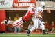 LINCOLN, NE - NOVEMBER 10: Linebacker David Santos #41 of the Nebraska Cornhuskers breaks up a pass intended for running back Michael Zordich #9 of the Penn State Nittany Lions during their game at Memorial Stadium on November 10, 2012 in Lincoln, Nebraska. (Photo by Eric Francis/Getty Images)