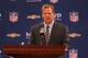 NEW ORLEANS, LA - FEBRUARY 04: NFL Commissioner Roger Goodell speaks during the Super Bowl XLVII Team Winning Coach and MVP Press Conference at the Ernest N. Morial Convention Center on February 4, 2013 in New Orleans, Louisiana. (Photo by Christian Petersen/Getty Images)