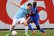 NEW YORK, NY - MAY 25: Samir Nasri #8 of Manchester City and Ramires #7 of Chelsea fight for the ball at Yankee Stadium on May 25, 2013 in the Bronx borough of New York City. (Photo by Elsa/Getty Images)
