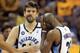 MEMPHIS, TN - MAY 25: Marc Gasol #33, Quincy Pondexter #20 and head coach Lionel Hollins of the Memphis Grizzlies react late in overtime while taking on the San Antonio Spurs during Game Three of the Western Conference Finals of the 2013 NBA Playoffs at the FedExForum on May 25, 2013 in Memphis, Tennessee. NOTE TO USER: User expressly acknowledges and agrees that, by downloading and or using this photograph, User is consenting to the terms and conditions of the Getty Images License Agreement. (Photo by Ronald Martinez/Getty Images)