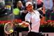 ROME, ITALY - MAY 17: Novak Djokovic of Serbia plays a forehand return against Tomas Berdych of the Czech Republic in their quarter final round match during day six of the Internazionali BNL d'Italia 2013 at the Foro Italico Tennis Centre on May 17, 2013 in Rome, Italy. (Photo by Clive Brunskill/Getty Images)