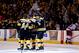 BOSTON, MA - MAY 25: The Boston Bruins celebrate an empty net goal in the third period by Gregory Campbell #11 against the New York Rangers during Game Five of the Eastern Conference Semifinals of the 2013 NHL Stanley Cup Playoffs on May 25, 2013 at TD Garden in Boston, Massachusetts. The Bruins defeated the Rangers 3-1 to advance to the Eastern Conference finals. (Photo by Jared Wickerham/Getty Images)