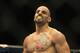 Dec 10, 2011; Toronto, ON, Canada; UFC fighter Costa Philippou reacts after defeating Jared Hamman (not pictured) in a middleweight bout at UFC 140 at the Air Canada Centre. Mandatory Credit: Tom Szczerbowski-USA TODAY Sports
