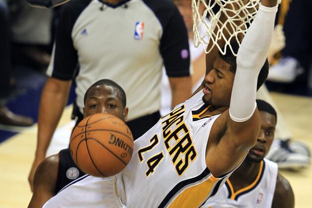 Paul George Goes to Rack, Throws It Down vs. Heat(VIDEO)