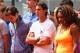 MADRID, SPAIN - MAY 05: Tennis players including Novak Djokovic, Andy Murray, Roger Federer, Rafael Nadal and Serena Williams arrive on court to observe a moment of silence for Brad Drewett during day two of the Mutua Madrid Open tennis tournament at the Caja Magica on May 5, 2013 in Madrid, Spain. He was a former tour player who led the ATP as executive chairman and president since January 2012, died Friday after a battle with motor neurone disease. He was 54. (Photo by Julian Finney/Getty Images)