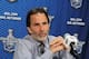 NEWARK, NJ - MAY 19: Head coach John Tortorella of the New York Rangers speaks to the media after they defeated the New Jersey Devils 3 to 0 in Game Three of the Eastern Conference Final during the 2012 NHL Stanley Cup Playoffs at the Prudential Center on May 19, 2012 in Newark, New Jersey. (Photo by Bruce Bennett/Getty Images)