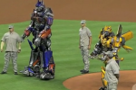 Transformers Accompany Young Marlins Fan for First Pitch