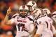 CLEMSON, SC - NOVEMBER 24: Dylan Thompson #17 of the South Carolina Gamecocks celebrates after his team scores a touchdown during their game against the Clemson Tigers at Memorial Stadium on November 24, 2012 in Clemson, South Carolina. (Photo by Streeter Lecka/Getty Images)