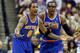 The New York Knicks' J.R Smith and Amar'e Stoudemire have a question