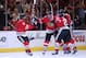 CHICAGO, IL - JUNE 01: (L-R) Duncan Keith #2, Marian Hossa #81, Jonathan Toews #19 and Bryan Bickell #29 of the Chicago Blackhawks celebrate Hossa's goal in the second period of Game One of the Western Conference Final against the Los Angeles Kings during the 2013 NHL Stanley Cup Playoffs at United Center on June 1, 2013 in Chicago, Illinois. (Photo by Jonathan Daniel/Getty Images)