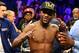 LAS VEGAS, NV - MAY 04: Floyd Mayweather Jr. celebrates his unanimous decision victory against Robert Guerrero in their WBC welterweight title bout at the MGM Grand Garden Arena on May 4, 2013 in Las Vegas, Nevada. (Photo by Al Bello/Getty Images)