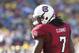 January 1,2013; Tampa, FL, USA; South Carolina Gamecocks defensive end Jadeveon Clowney (7) against the Michigan Wolverines during the second half of the 2013 Outback Bowl at Raymond James Stadium. South Carolina Gamecocks defeated the Michigan Wolverines 33-28. Mandatory Credit: Kim Klement-USA TODAY Sports