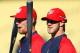 Apr 28, 2012; Los Angeles, CA, USA; Washington Nationals right fielder Bryce Harper (right) and starting pitcher Stephen Strasburg during batting practice before a game against the Los Angeles Dodgers at Dodger Stadium. Mandatory Credit: Jake Roth-USA TODAY Sports