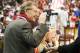 December 22, 2012; Columbus, OH, USA; Ohio State Buckeyes president E. Gordon Gee greets fans before the game against the Kansas Jayhawks at Value City Arena. Kansas won the game 74-66. Mandatory Credit: Greg Bartram-USA TODAY Sports