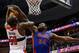 WASHINGTON, DC - FEBRUARY 27: Jason Maxiell #54 of the Detroit Pistons blocks a shot by Emeka Okafor #50 of the Washington Wizards during the second half at Verizon Center on February 27, 2013 in Washington, DC. NOTE TO USER: User expressly acknowledges and agrees that, by downloading and or using this photograph, User is consenting to the terms and conditions of the Getty Images License Agreement. (Photo by Rob Carr/Getty Images)