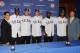ARLINGTON, TX - JUNE 12: Prior to the start of the Arizona Diamondbacks v Texas Rangers game, the Texas Rangers agree to terms with five selections in 2012 Major League Baseball first year player draft (L-R) John Daniels general manager, Lewis Brinson, Joey Gallo, Collin Wiles, Jamie Jarmon, Nick Willams and Nolan Ryan president of the Texas Rangers at Rangers Ballpark in Arlington on June 12, 2012 in Arlington, Texas. (Photo by Rick Yeatts/Getty Images)