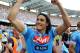 NAPLES, ITALY - MAY 12: Edinson Cavani of Napoli celebrates the victory after the Serie A match between SSC Napoli and AC Siena at Stadio San Paolo on May 12, 2013 in Naples, Italy. (Photo by Giuseppe Bellini/Getty Images)