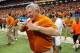 SAN ANTONIO, TX - DECEMBER 29: Mack Brown, head coach of the University of Texas Longhorns, celebrates victory over the Oregon State Beavers in the Valero Alamo Bowl at the Alamodome on December 29, 2012 in San Antonio, Texas. Texas won the game 31-27. (Photo by Stacy Revere/Getty Images)