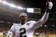DENVER - DECEMBER 20: Quarterback JaMarcus Russell #2 celebrates following the Oakland Raiders' victory over the Denver Broncos at Invesco Field at Mile High on December 20, 2009 in Denver, Colorado. The Raiders defeated the Broncos 20-19. (Photo by Jeff Gross/Getty Images)