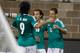 HOUSTON - MAY 31: Javier Hernandez #14 of Mexico celebrates with Aldo De Nigris #9 and Andres Guardado #18 after scoring in the first half against Nigeria at Reliant Stadium on May 31, 2013 in Houston, Texas. (Photo by Bob Levey/Getty Images)